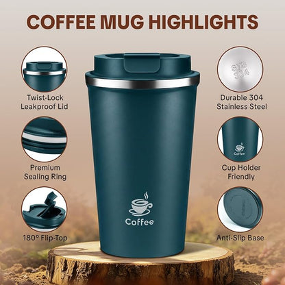 17oz Travel Coffee Mug, Leakproof Vacuum Coffee Cup Insulated Tumbler | 304 - Image 4