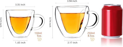 CNGLASS Double Wall Heart Shaped Glass Coffee Mugs 8.5oz, Insulated Clear Tea - Image 6