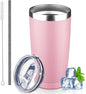 20 oz Tumbler with Lids and Straws, Stainless Steel Insulated Coffee Tumbler by GUDEMAO