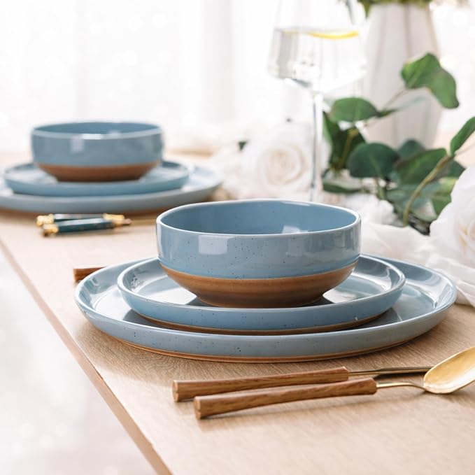 AmorArc Dinnerware Sets for 8, 24 Pieces Ceramic Plates and Bowls Set | Scratch - Image 6