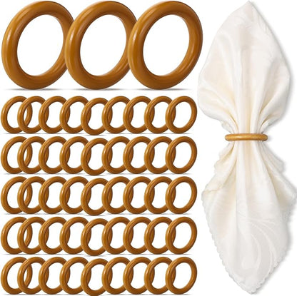 Thenshop 50 Pcs Decorative Wooden Napkin Rings Bulk Exquisite Round Dining by Thenshop