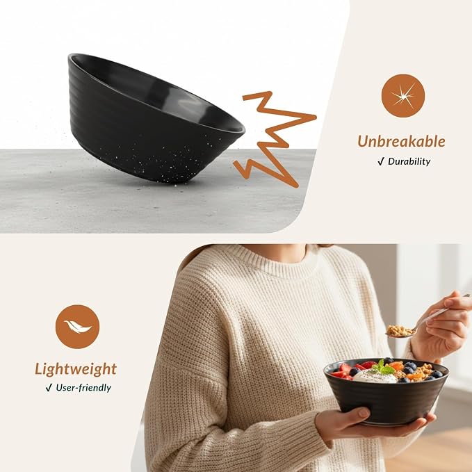 6 PCS Large Bowl Set, Lightweight and Unbreakable Wheat Straw Bowls - Image 3