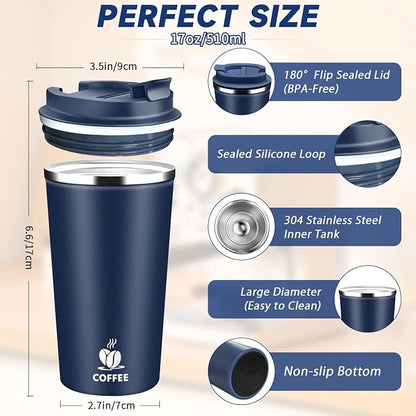 Insulated Travel Coffee Mug Reusable Coffee Tumbler Cup - Image 2