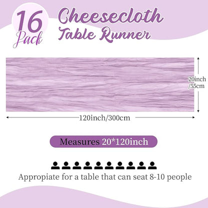 16 Pack Lavender Cheesecloth Table Runners 20x120 Inch Gauze Table Runner - Image 2