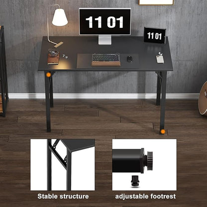 Need Folding Computer Desk - 39.4 Inch Foldable Office Writing Work Study Kids Student Teacher Home Bedroom Table for Small Space, Black