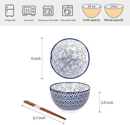 Selamica Ceramic Ramen Bowls Set, 15 OZ Noodle Bowls - Image 2