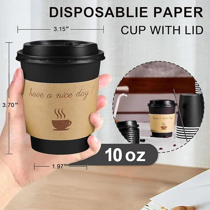 Clawsoff 100 Pack 10 oz Disposable Paper Coffee Cups - Image 2