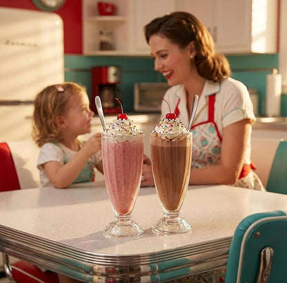 Cedilis Set of 6 Milkshake Glass, 12oz Old Fashion Sundae Cups, Retro Ice Cream - Image 7