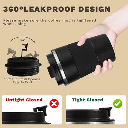 Vacuum Insulated Stainless Steel Travel Coffee Mug, Leak Proof Cup - Image 5