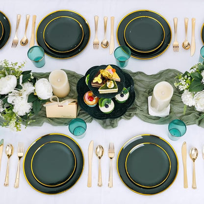 LIYH 180Pcs Green Plastic Plates, Shatterproof Choice - Image 7