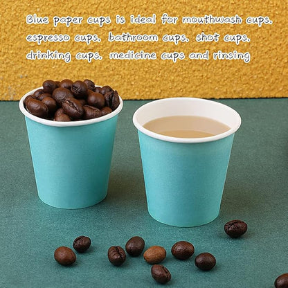 Wuadua 200 Pack 3 oz Blue Espresso Paper Cups - Sturdy and Leak-Proof for Parties, Events, Office, Home Use Disposable Mouthwash Cups - Ideal for Hot/Cold Drinks, Smooth Rim Design, Eco-Friendly