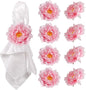 Pink Peony Napkin Rings Set of 8, Big Faux Floral Napkin Ring Buckles Holder by wonlex