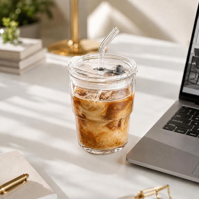 13oz Iced Coffee Cup, Glass Tumbler - Image 3