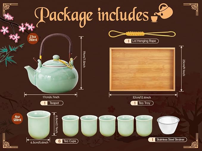 Japanese Tea Set for Adults, Japanese Gongfu Tea Set - Image 6