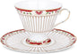 fanquare Nordic Style Tea Cup and Saucer, Classic Stripes Floral Teacup by fanquare