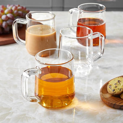 Glass Coffee Mugs, 14 oz Glass Coffee Cups Set of 4, Hot/Cold Beverages - Image 7