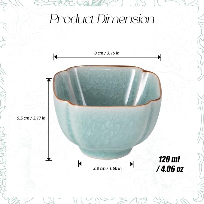 KAMMAK Japanese Tea Cups, 4 Oz Small Handmade Ceramic Teacups, Loose Leaf and - Image 2