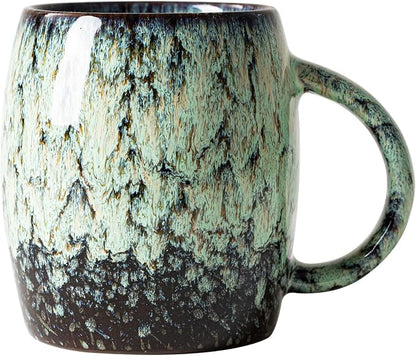 Sage Nebula Ceramic Coffee Mug - 14 oz Unique Mug by XIYUANJI