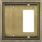 Henne Bery Sunken Pearls Heavy Duty Decorative Wall Plate Switch Plate Outlet Cover (Blank/Decorator, Antique Brass)