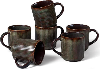 E-far 12 oz Coffee Mugs Set of 6, Stoneware Coffee Cups by E-far