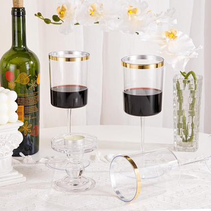 Ciaell 12 Pack Gold Plastic Wine Glasses - Image 4