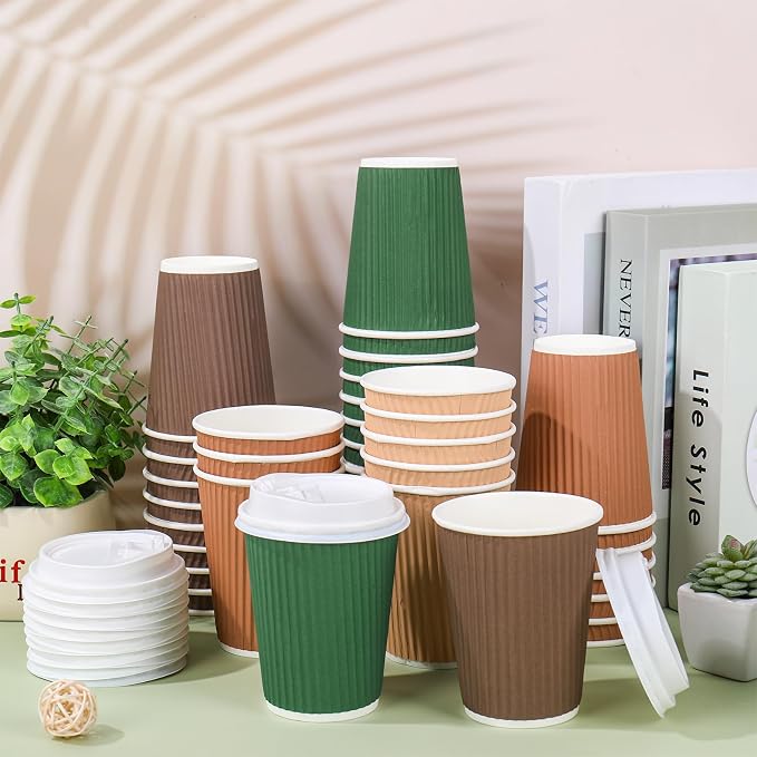 Whaline 100Pcs Woodland Themed Disposable Coffee Cups - Image 3