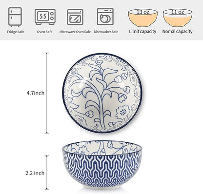 Selamica Ceramic 12 OZ Dessert Bowls Set, Ice Cream Bowls, 4.7 Inch Small Bowls - Image 2