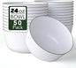 Trendables Disposable Bowls - Set of 50, 24 Oz Each, Silver Rimmed Fancy Plastic Serving Bowls, Ideal for Ice Cream, Salad, Candy
