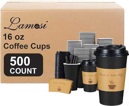 Lamosi 500 Pack 16 oz Coffee Cups, Disposable To Go Paper Cups by BuyNow