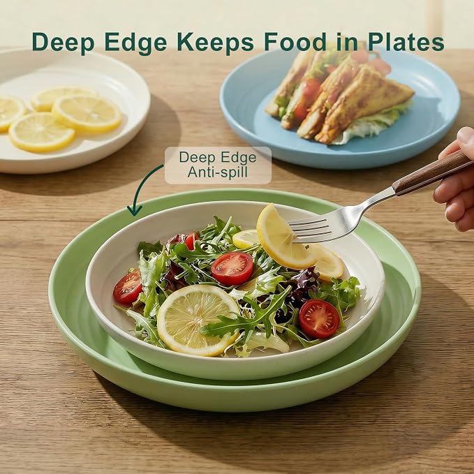 Plates and Bowls Sets 40 Piece, Wheat Straw Dinnerware Sets - Image 6