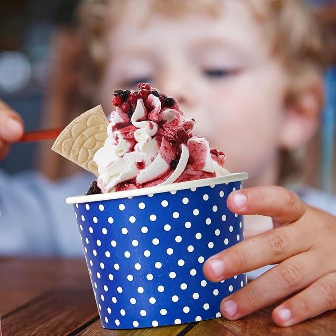 120 Pack 16 oz Ice Cream Cups, Disposable Paper Dessert Cups | three color - Image 7