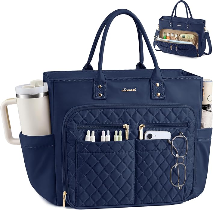 LOVEVOOK Tote Bag for Women, Teacher Nurse Work Laptop Bag, Quilted Bible by LOVEVOOK
