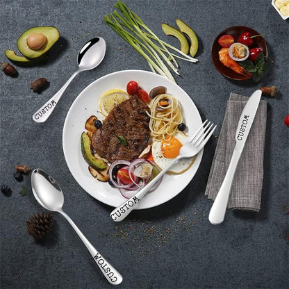 Stainless Steel Customized Flatware Set, Engraving Name Knife Forks Spoon - Image 5