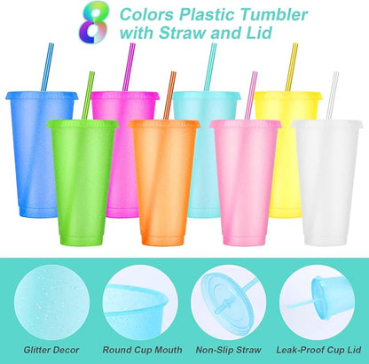24 Pack Plastic Tumblers with Lids and Straw, Reusable Cups with Lids and - Image 3