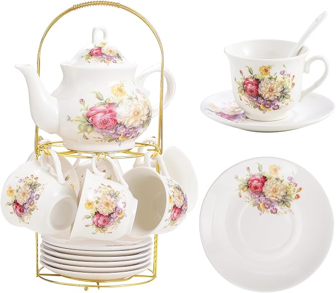 20-Pieces Porcelain Tea Sets For Women, Tea Set For Adult by TATSUMI