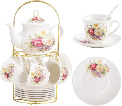20-Pieces Porcelain Tea Sets For Women, Tea Set For Adult by TATSUMI