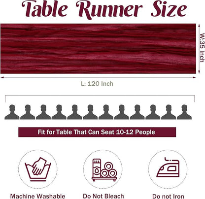 6 Pieces Burgundy 10FT Cheesecloth Table Runner Boho Gauze Fabric Table Runner - Image 4