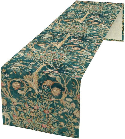 William Morris Floral Table Runner, Vintage Flowers Botanical Printed Table by Yearn+Jear
