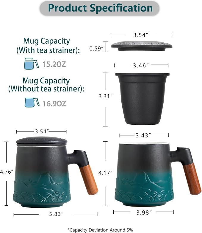 ZENS Tea Mug with Infuser and Lid - Image 5