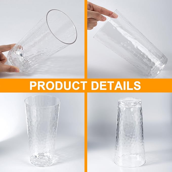 KX-WARE 26-ounce Acrylic Highball Glasses Plastic Tumbler Larger Drinking - Image 4