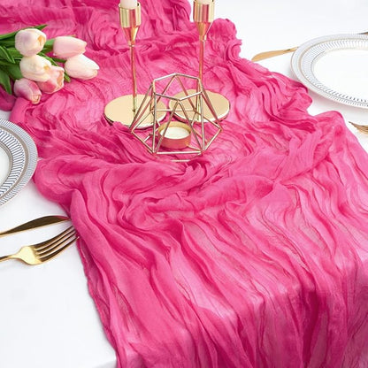 Hot Pink Cheesecloth Table Runner Wedding Baby Shower Home Decor | 35x120 - Image 2