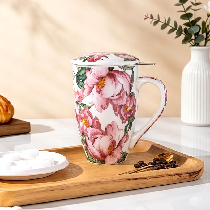 AmorArc Tea Cup With Infuser and Lid, 18oz Loose Leaf Tea Mug With Steeper | - Image 6