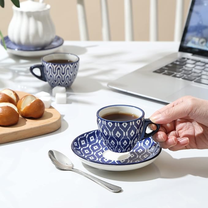 Selamica Ceramic 2 oz Espresso Cups, Small Expresso Coffee Cup Set - Image 2