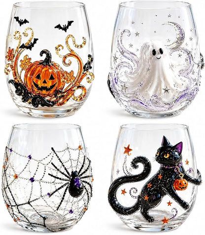 3D Halloween Artisan Glassware Collection, Gothic Halloween Glass Cups by Unknown