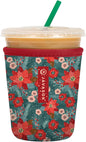 Sok It JavaSok Iced Coffee & Cold Soda Insulated Neoprene Cup Sleeve (Pastel Poinsettias, Small: 16-20oz)