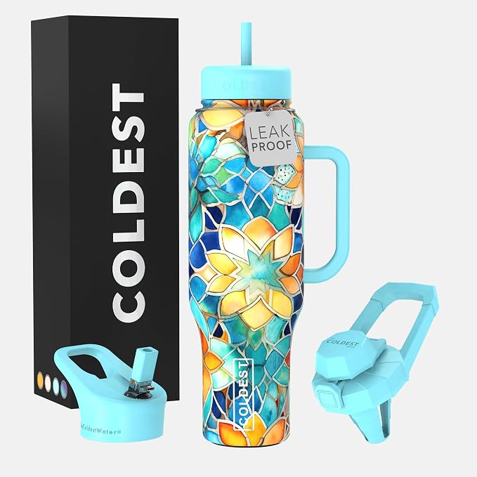 Coldest Tumbler with Handle and Straw, 100% Leak Proof Insulated Tumbler with by Coldest