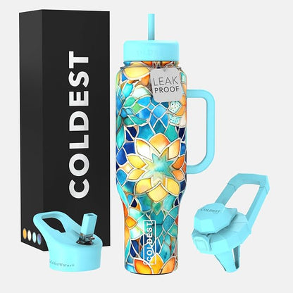 Coldest Tumbler with Handle and Straw, 100% Leak Proof Insulated Tumbler with by Coldest