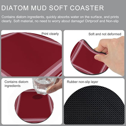 Vintage Red Coasters Set of 6 Absorbent Coasters - Image 5
