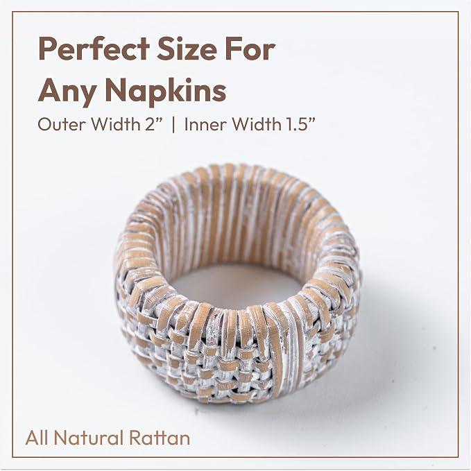 Handmade Wicker Rattan Napkin Ring Set of 12 – Natural Rattan Napkin Rings Boho - Image 4