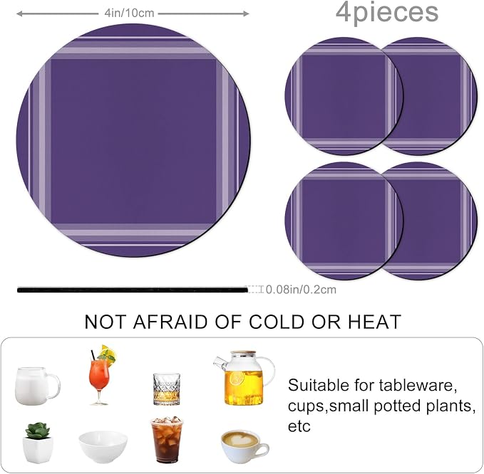 Vintage Purple Coasters Set of 4 Absorbent Coasters - Image 3
